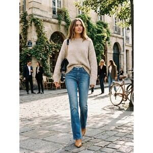 L'AGENCE Hayward High Rise Cropped Jeans Medium Wash Blue Size 30